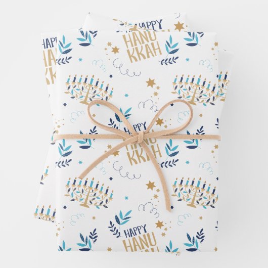 Festive Menorah Hanukkah Inpakpapier Vel (In situ)