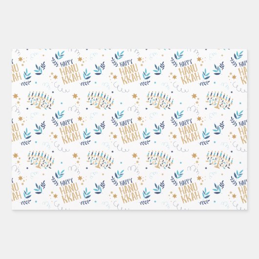 Festive Menorah Hanukkah Inpakpapier Vel (Voorkant)