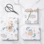 Festive Menorah Hanukkah Inpakpapier Vel<br><div class="desc">Festive Menorah Hanukkah-design.</div>