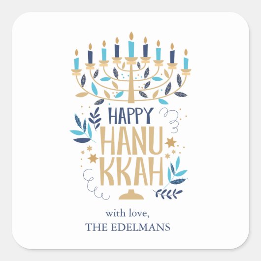 Festive Menorah Hanukkah Vierkante Sticker (Voorkant)