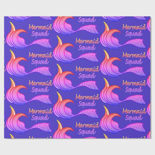 Festive Mermaid Squad wrapting paper Cadeaupapier (Vlak)