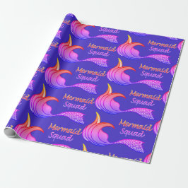 Festive Mermaid Squad wrapting paper Cadeaupapier