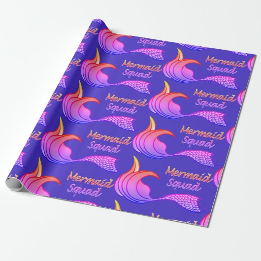 Festive Mermaid Squad wrapting paper Cadeaupapier (Uitgerold)