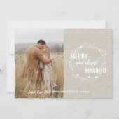 Festive Merry and Almost Married Holiday Save The Date (Voorkant)