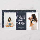 Festive Merry and Bright Blue Holiday Foto Feestdagenkaart (Voorkant / Achterkant)