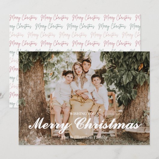 Festive Merry And Bright Christmas  Feestdagenkaart (Voorkant / Achterkant)