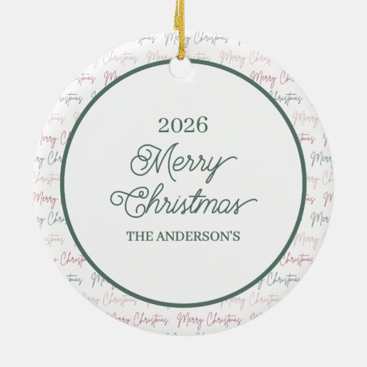 Festive Merry And Bright Christmas  Keramisch Ornament (Achterkant)