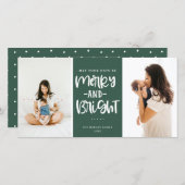 Festive Merry and Bright Green Holiday Foto Feestdagenkaart (Voorkant / Achterkant)