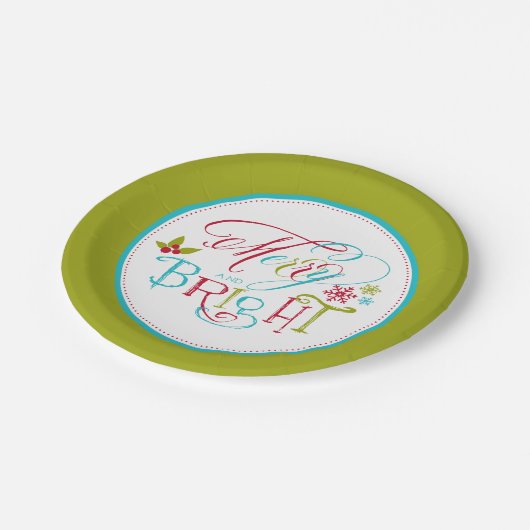 Festive Merry and Bright Holiday Papieren Bordje (Gekanteld)