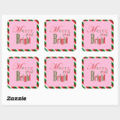 Festive Merry and Bright in Red Green and Pink Vierkante Sticker (Vel)