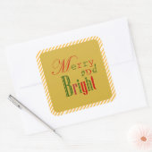 Festive Merry and Bright in Red Green and Yellow Vierkante Sticker (Envelop)