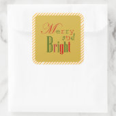 Festive Merry and Bright in Red Green and Yellow  Vierkante Sticker (Tas)