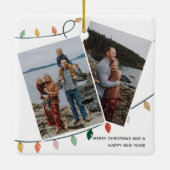 Festive Merry and Bright kerstlampjes Foto Keramisch Ornament (Achterkant)