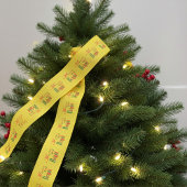 Festive Merry and Bright Stripe on Old Gold Grosgrain Lint