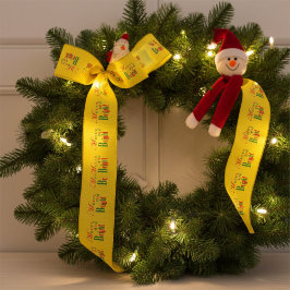 Festive Merry and Bright Stripe on Old Gold Grosgrain Lint