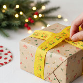 Festive Merry and Bright Stripe on Old Gold Grosgrain Lint