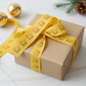 Festive Merry and Bright Stripe on Old Gold Grosgrain Lint