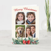 Festive Merry Christmas 4 Fotocollage Feestdagen Kaart (Voorkant)