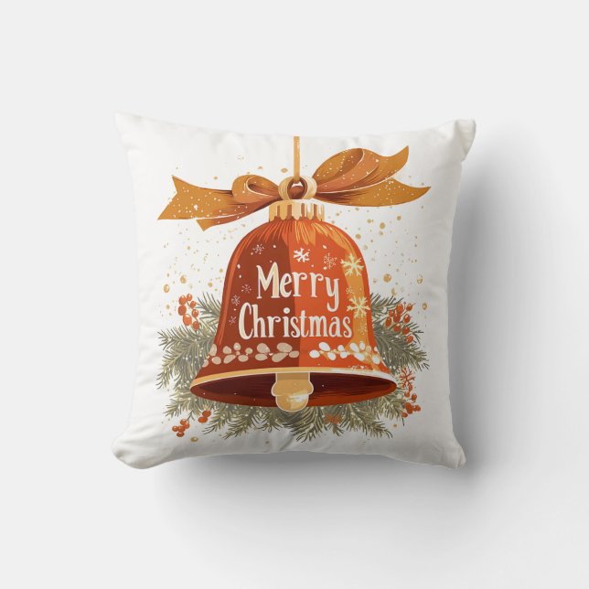 Festive Merry Christmas Bell Sierkussen (Voorkant)