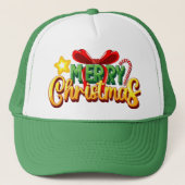 Festive "Merry Christmas"cap Trucker Pet (Voorkant)