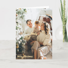 Festive Merry Christmas Family Photo Card Kaart