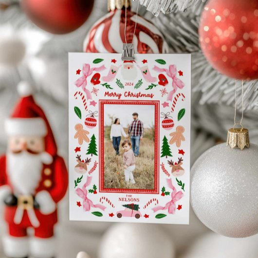 Festive Merry Christmas Foto Wenskaart Kaart