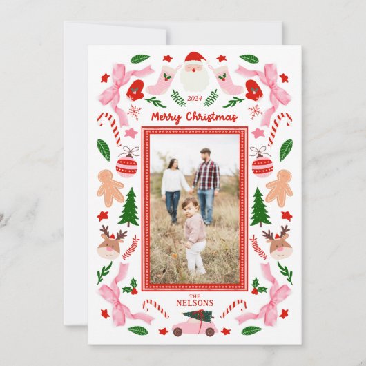 Festive Merry Christmas Foto Wenskaart Kaart (Voorkant)