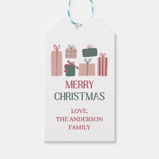 Festive Merry Christmas Gift Tag Cadeaulabel (Voorkant)