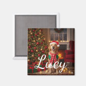 Festive Merry Christmas Holiday Decorative Art  Magneet (Voorkant / Achterkant)