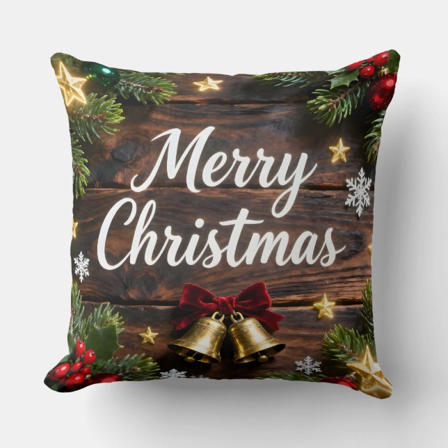 Festive Merry Christmas Holiday Pillow Kussen (Voorkant)