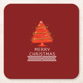 Festive Merry Christmas Napkin Kartonnen Onderzetters