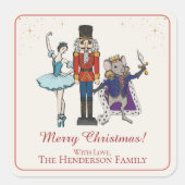Festive Merry Christmas Nutcracker Ballet Vierkante Sticker (Voorkant)
