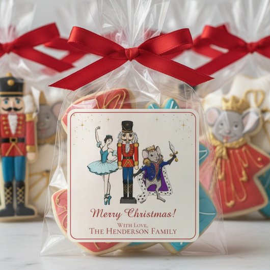 Festive Merry Christmas Nutcracker Ballet Vierkante Sticker
