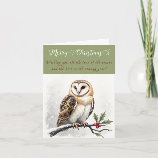 Festive Merry Christmas Owls Greeting Card Feestdagen Kaart (Voorkant)