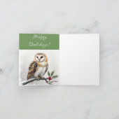 Festive Merry Christmas Owls Greeting Card Feestdagen Kaart (Binnen)