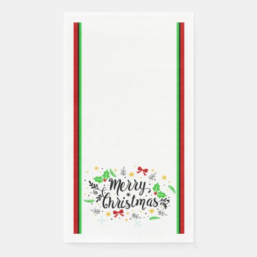 Festive Merry Christmas Paper Guest Towels Servet (Voorkant)