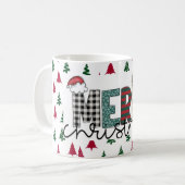 Festive "MERRY Christmas" Pattern Mug Koffiemok (Voorkant links)