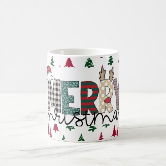 Festive "MERRY Christmas" Pattern Mug Koffiemok (Center)
