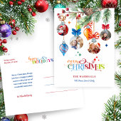 Festive Merry Christmas Pine & Baubles 4 Photo Feestdagenkaart