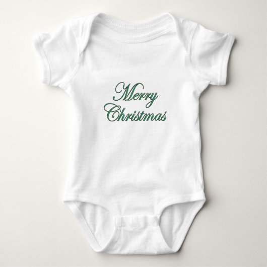 Festive Merry Christmas Script in Green Glitter Romper (Voorkant)