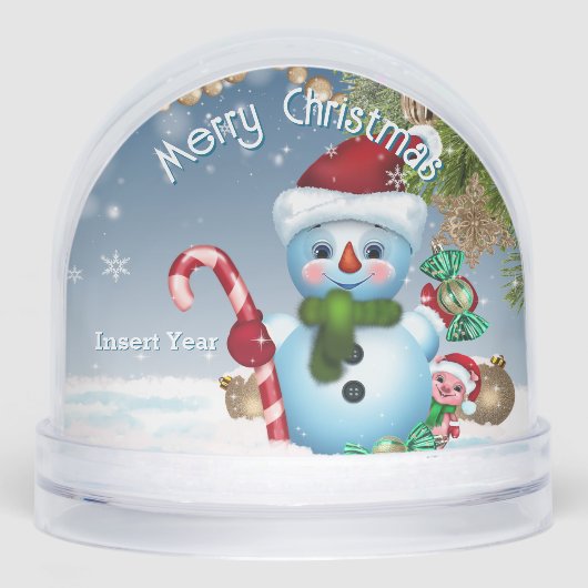 Festive Merry Christmas Snowman Keepsake Sneeuwbol (Voorkant)