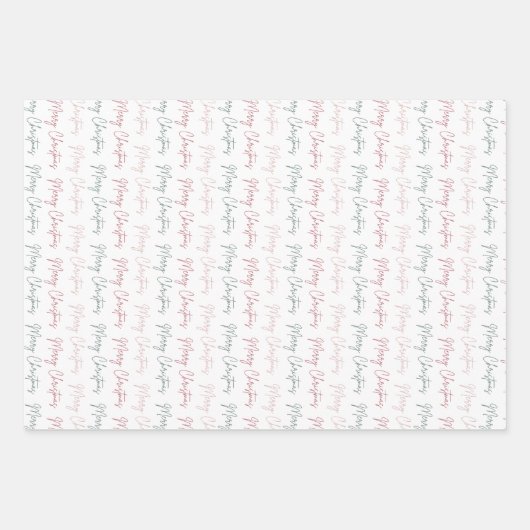 Festive Merry Christmas Striped 3 Inpakpapier Vel (Voorkant 2)