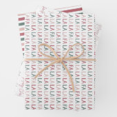 Festive Merry Christmas Striped 3 Inpakpapier Vel (In situ)