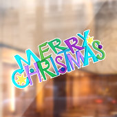 Festive Merry Christmas Text Colourful Letters Raamsticker (Vel 2)