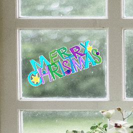 Festive Merry Christmas Text Colourful Letters Raamsticker