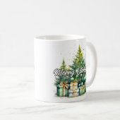 Festive Merry Christmas Tree Happy Holidays Koffiemok (Voorkant rechts)