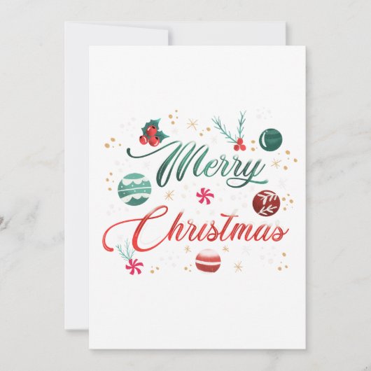 Festive Merry Christmas Typography with Ornaments Kaart (Voorkant)