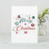 Festive Merry Christmas Typography with Ornaments Kaart (Staand voorkant)
