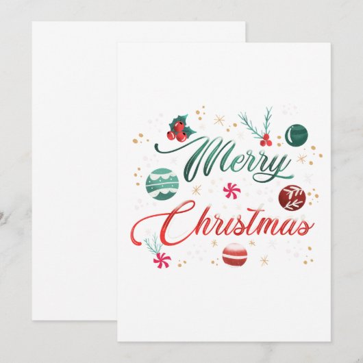 Festive Merry Christmas Typography with Ornaments Kaart (Voorkant / Achterkant)