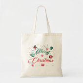 Festive Merry Christmas Typography with Ornaments Tote Bag (Voorkant)